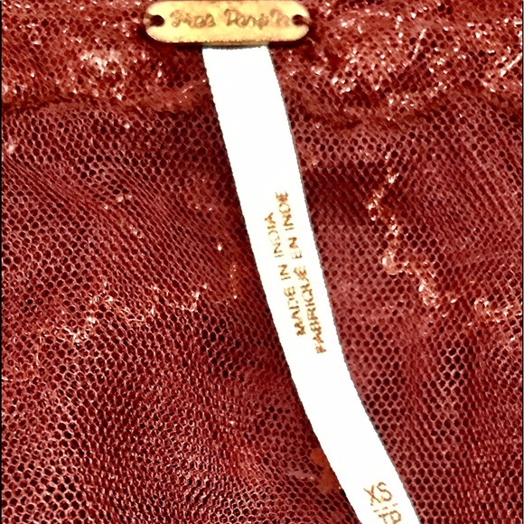 Free People Sheer Crop Tee W Copper Embroidery, XS - Picture 5 of 8